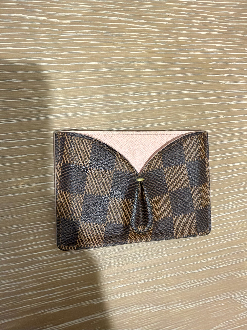 Louis Vuitton Brown Check Card & Key Holder with Pink Trim